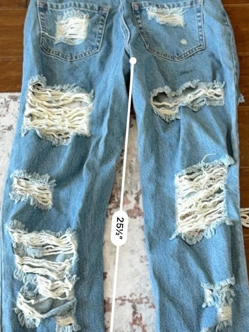 Distressed Light Blue Women's Ripped Jeans - Picture 8 of 8